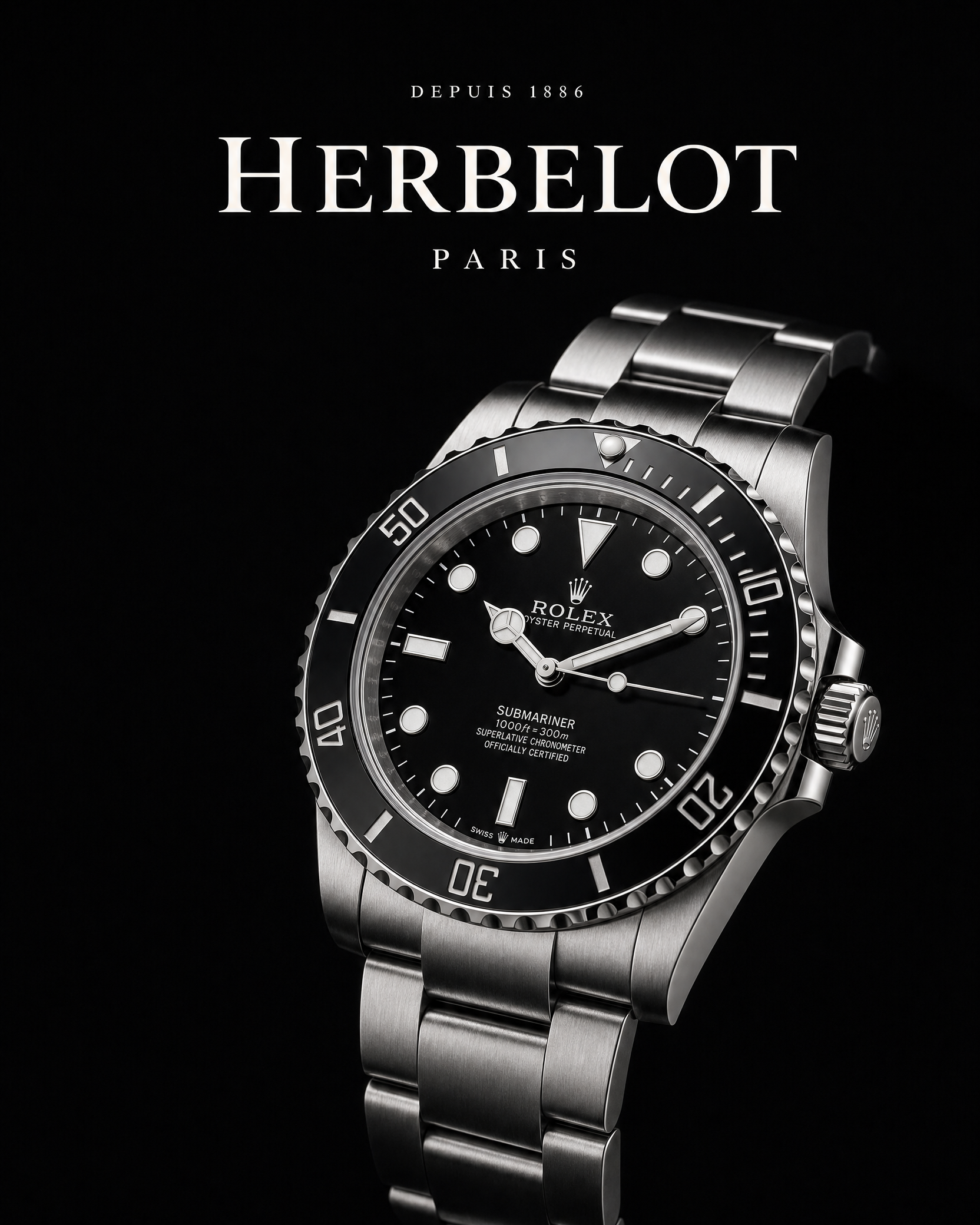 RLX Submariner Acier Oystersteel Sans Date - HERBELOT Paris