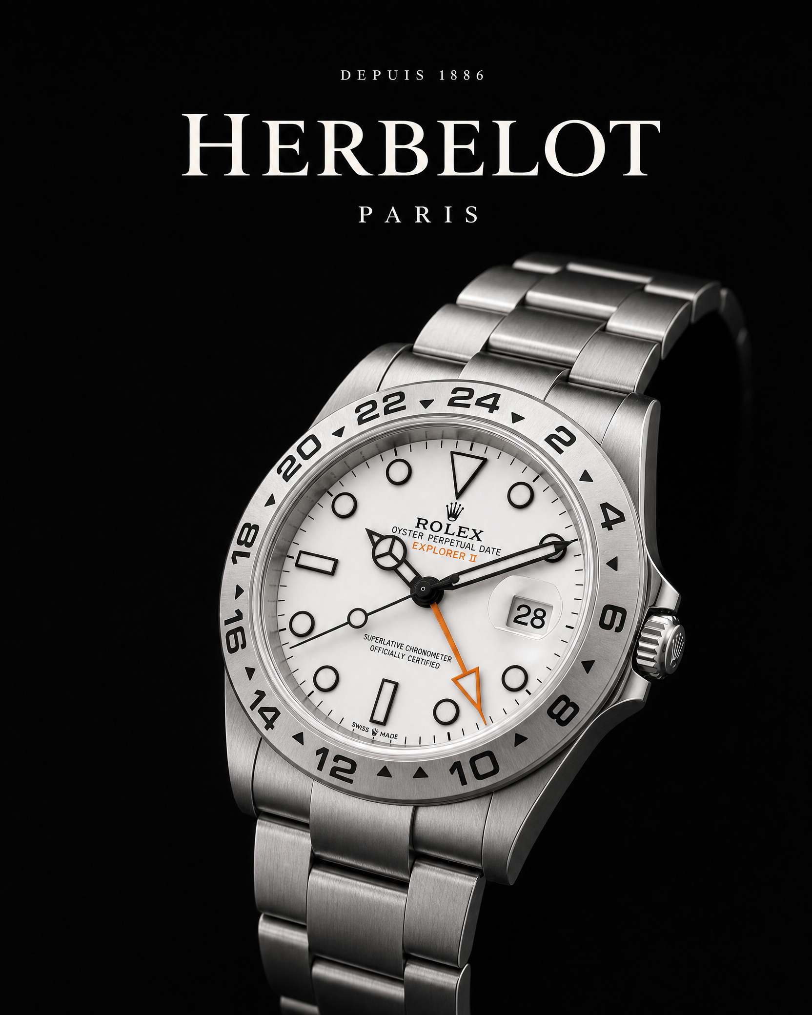 RLX Explorer II Acier Oystersteel Cadran Blanc - HERBELOT Paris